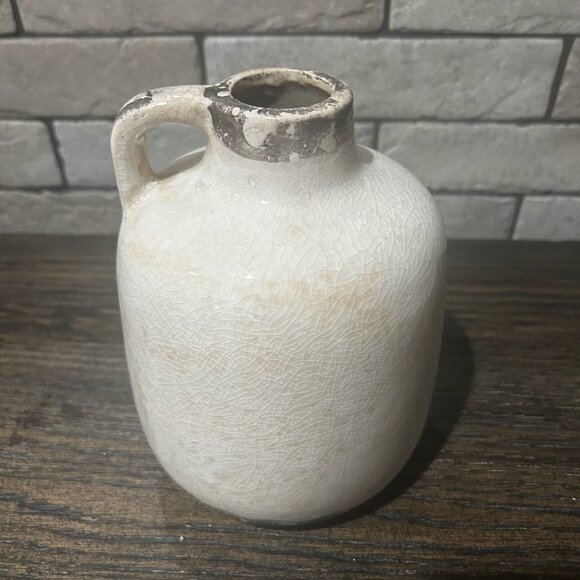 NWT Vintage Farmhouse Style Crackled Rustic Milk Jug Vase - Picture 8 of 10